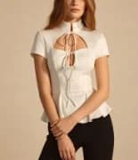IG Women White Midi Skirt Elastic High Waist Hollow Floral Embroidery Lace Hem A Line Flowy Chiffon Skirt Vintage Boho Casual