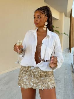 HH Women Summer Fashion Party Style Sequin Mini Slim Skirt Female Sexy Elegant Banquet Zipper High Waist Short A-Line Skirt
