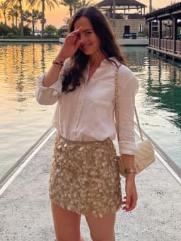 HH Women Summer Fashion Party Style Sequin Mini Slim Skirt Female Sexy Elegant Banquet Zipper High Waist Short A-Line Skirt