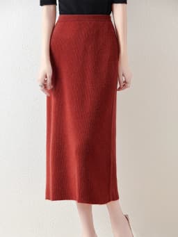 100% Merino Wool Knitted Half Skirt Autumn Winter Women's Elegant A-line Skirt High Waisted Mid Length Slimming Thick Warm Dress