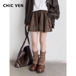 CHIC VEN Women Mini Skirts Casual Retro Flower Bud Suede Half Skirt High Waisted A-line Ladies Clothes Spring Autumn 2025