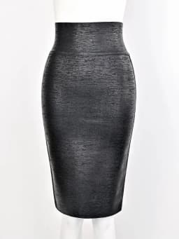 BEAUKEY Sexy Metallic Black Bandage Skirt Midi For Women Party Club Pencil Skirt Slim Gold Lady Bodycon Celebrity XL