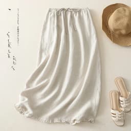 High Waist Cotton Linen Half Skirt Women Summer Thin Drawstring Elastic Wood Ear Flower Bud Long Skirt Thin Model