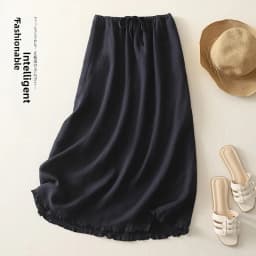 High Waist Cotton Linen Half Skirt Women Summer Thin Drawstring Elastic Wood Ear Flower Bud Long Skirt Thin Model