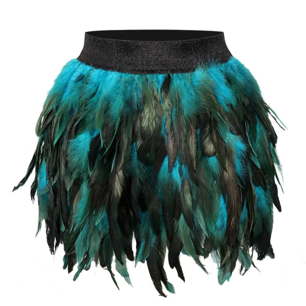 Irregular Dance Skirt Gothic Festival Carnival Party Dance Summer Women's Fashion Feather Skirt Bar Jazz Multi-color Short Skirt
