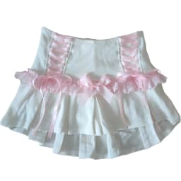 Cute Pleated Skirts for Sweet Girls High Waist Lace Trim Pink Bow Lolita Style A-line Mini Shorts Skirt Summer
