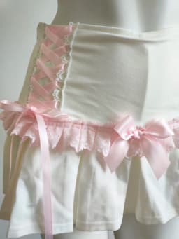 Cute Pleated Skirts for Sweet Girls High Waist Lace Trim Pink Bow Lolita Style A-line Mini Shorts Skirt Summer