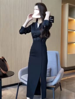 Elegant High Waist Side Slit Slimming Midi Skirt Women's Early Spring New Style One Step Bodycon Skirt Slimming Long Skirt