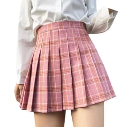 Pleated Skirt Female Student Korean Style Spring Summer Y2k New High Waist Slimming College Style A- Line Pink Plaid Skirt Women