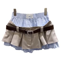 DEAT 2026 Summer Hot Girl Fake 2 Piece Patchwork Striped Design Short Pleated Skirt With Belt A-line Short Skirts 11A09768