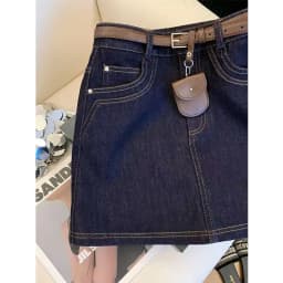 Vintage/Dark/Blue/Denim/A-Line/Mini/Skirt/Summer/High/Waist/Casual/Y2k/Streetwear/Jean/Short/Skirt