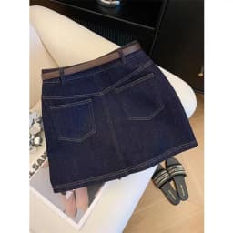 Vintage/Dark/Blue/Denim/A-Line/Mini/Skirt/Summer/High/Waist/Casual/Y2k/Streetwear/Jean/Short/Skirt