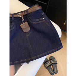 Vintage/Dark/Blue/Denim/A-Line/Mini/Skirt/Summer/High/Waist/Casual/Y2k/Streetwear/Jean/Short/Skirt