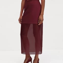 Mueyaruho 2025 Women Sexy Midi Mesh Skirts Spring Summer Solid Black High Waist  See Through Slim Fit Pencil Skirt For Women