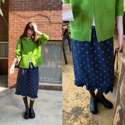 Retro Polka Dot Half Skirt with Wood Grain Straight Loose Women's mid Length Versatile Spring Autumn Floral Lace Skirt