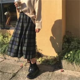 Vintage Wool Pleated Plaid Skirt Women High Waist Plus Size Long Skirt 2022 Autumn Winter Harajuku Female Party Skirt Streetwear