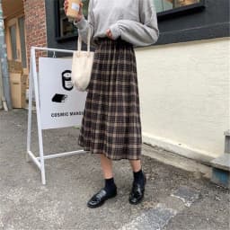 Vintage Wool Pleated Plaid Skirt Women High Waist Plus Size Long Skirt 2022 Autumn Winter Harajuku Female Party Skirt Streetwear