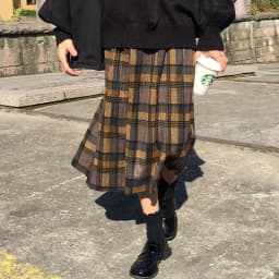 Vintage Wool Pleated Plaid Skirt Women High Waist Plus Size Long Skirt 2022 Autumn Winter Harajuku Female Party Skirt Streetwear