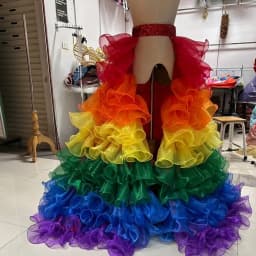 Pretty Mixed Color High Waist Long Formal Skirt Trendy Tiered Tulle Women Zipper Style Floor Length Party Skirts Custom Made