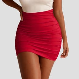 Ruched Bodycon Mini Skirt Sexy Slimming High Waist Short Skirts for Women Summer Trendy Solid Color Pencil Skirt Party Clubwear