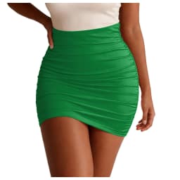 Ruched Bodycon Mini Skirt Sexy Slimming High Waist Short Skirts for Women Summer Trendy Solid Color Pencil Skirt Party Clubwear