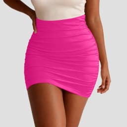 Ruched Bodycon Mini Skirt Sexy Slimming High Waist Short Skirts for Women Summer Trendy Solid Color Pencil Skirt Party Clubwear