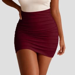 Ruched Bodycon Mini Skirt Sexy Slimming High Waist Short Skirts for Women Summer Trendy Solid Color Pencil Skirt Party Clubwear