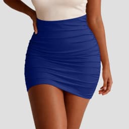 Ruched Bodycon Mini Skirt Sexy Slimming High Waist Short Skirts for Women Summer Trendy Solid Color Pencil Skirt Party Clubwear