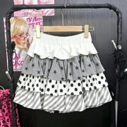 summer Japanese Kawaii Lolita Style Mini Skirt Women Sweet Cute Print Ruffles Bow Cake Skirt Girls Y2k High Waist fashion Skirts