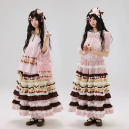 Cbafu Sweet Patchwork Polka Dot Chiffon Long Skirts Y2K Women High Waist Multi-Layer A-line Flower Print Skirt Harajuku A270