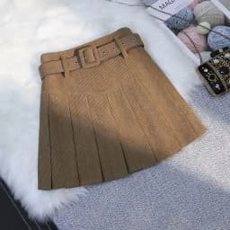 Streetwear Corduroy Pleated Skirt Women Sexy Short Skirt Autumn Winter High Waist Sashes Slim A-line Skirts Girl With Liner 2025