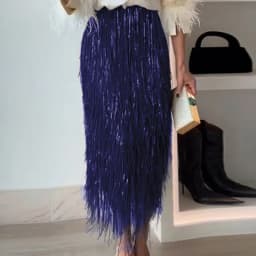 Spring Autumn Holiday Casual Maxi Skirts, Women Simple High Waist Fashion Skirts, 2026 Patchwork Tassel Elegant Ladies Skirts