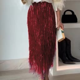 Spring Autumn Holiday Casual Maxi Skirts, Women Simple High Waist Fashion Skirts, 2026 Patchwork Tassel Elegant Ladies Skirts