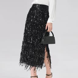 Spring Autumn Holiday Casual Maxi Skirts, Women Simple High Waist Fashion Skirts, 2026 Patchwork Tassel Elegant Ladies Skirts