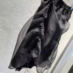 Y2K Harajuku Black Drawstring Skirt Fashion Organza Patchwork Midi Skirts Women Elastic Waist Asymmetric Streetwear Jupe A020