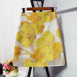 New Fashion Floral Embroidery Skirt Women Retro Organza Slim A-line Elegant Party Skirts Celebrity Office Lady Jupe Clothing
