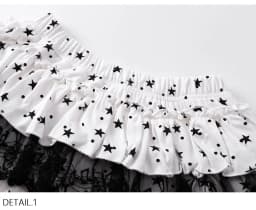 Harajuku Sweet Lolita Piano Key Star Print Lace Tiered Cake Skirt Women High Waist A Line Anti-Exposure Mini Skirt Daily Wear