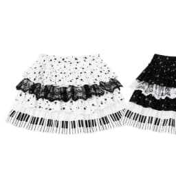 Harajuku Sweet Lolita Piano Key Star Print Lace Tiered Cake Skirt Women High Waist A Line Anti-Exposure Mini Skirt Daily Wear