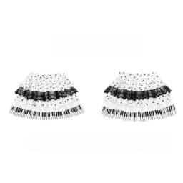 Harajuku Sweet Lolita Piano Key Star Print Lace Tiered Cake Skirt Women High Waist A Line Anti-Exposure Mini Skirt Daily Wear