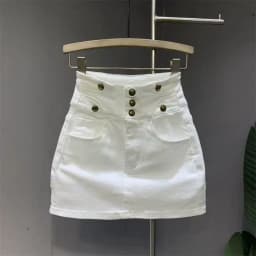 Summer High Waist White Denim Skirt for Women Y2k High Waist Slim Fit Bodycon Skirts 2026 New Vintage All-match Faldas Mujer