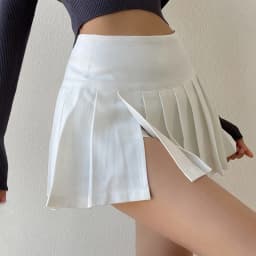 Pleated Mini Skirt with Slit SideLow Rise Accordion Pleat Miniskirt Y2K Skort E-girl Women's Outfit Spring Summer KPOP Outfit