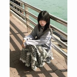 New Multi-layer Ruffle Plaid Thin Dot Splicing A-line Long Skirt Versatile Japanese Style Girls All-season Half Skirt