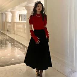 French Vintage Velvet Skirt New Autumn Winter Thick Women's High Waist A-Line Party Jupe Solid Color Folds Midi Faldas 534P