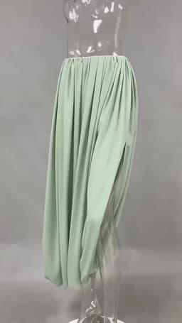 Typhaland Pleated Draped Slit Long Skirt For Women Casual Loose High Waist 2026 Summer New Female Skirts Solid Commuting Clothes