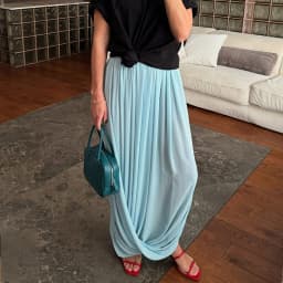 Typhaland Pleated Draped Slit Long Skirt For Women Casual Loose High Waist 2026 Summer New Female Skirts Solid Commuting Clothes