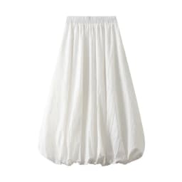 Women Elegant Skirt Women Elastic High Waist Solid Color A-Line Pleated Skirt Puffball Hem Casual Flowy Balloon Bud Midi Skirts