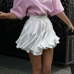 Talenza Women's White Mini Skirt A Line High Waist Sexy Cute Ruffle Retro Tennis Skirt Black Elastic Waist Skirt Summer Skirts