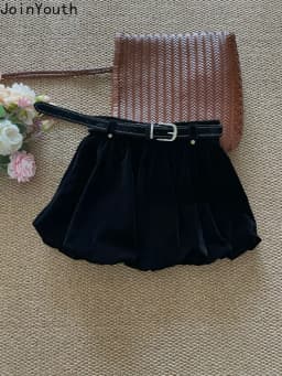 Velvet Skirts for Women 2025 Faldas Mujer De Moda Casual A-line Jupe Solid Color Vintage Korean Saia Thicked Folds Mini Skirt