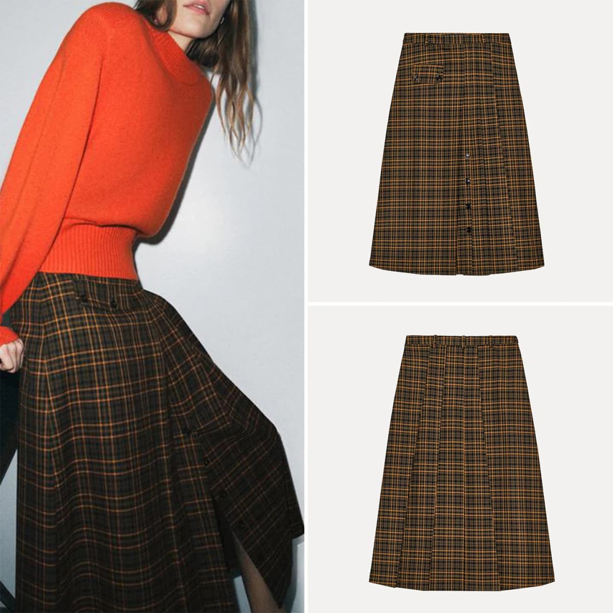 2025 Winter New Fashion Women's Midi Skirt Simple Personality Plaid Versatile Elegant Standard Waist Other Fabric Other Process