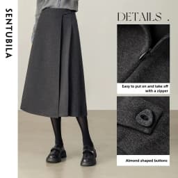 SENTUBILA Women's A-Line Skirt 2026 Winter High Waist Asymmetric Single-Side Pleated Design Minimalist Commuter Skirt 154QP4000